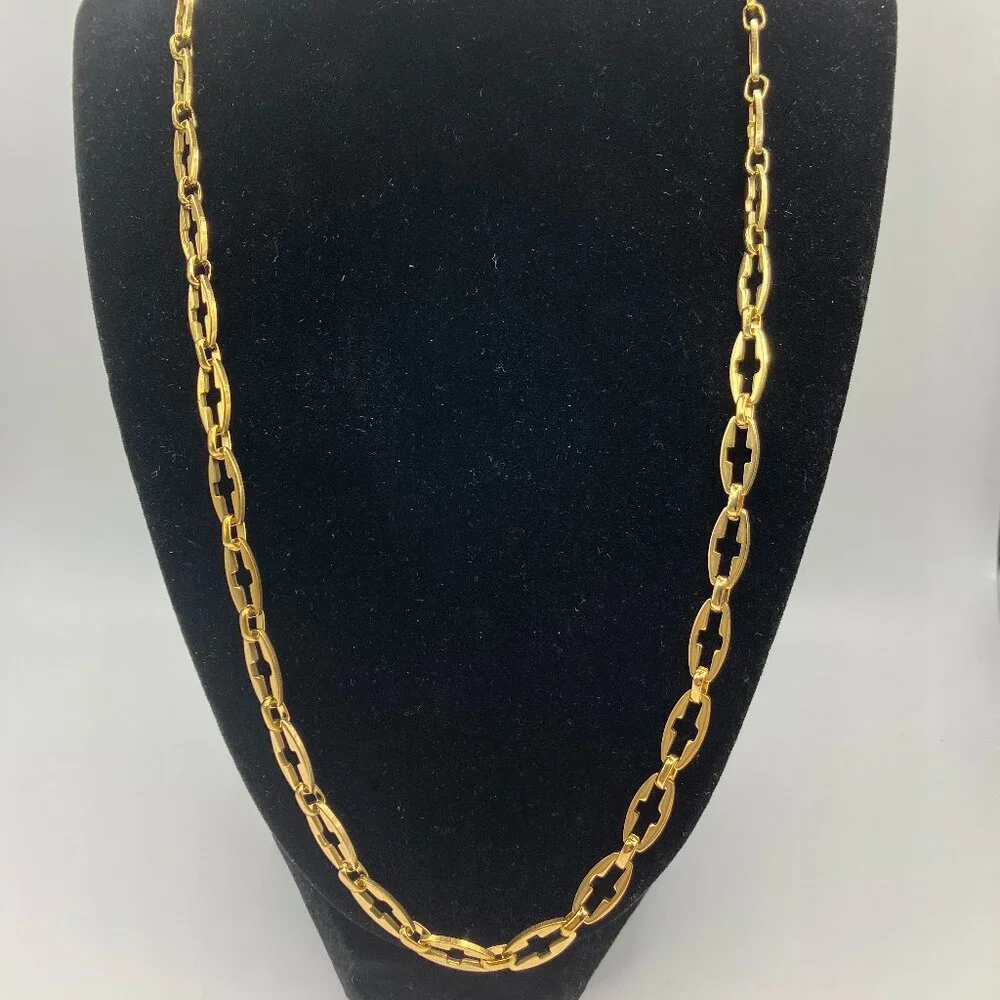 Real 18K Gold Plated over Stainless Steel Oval Link Hollow Cross VARIOUS Lengths